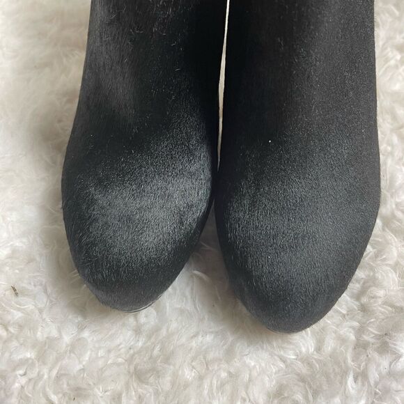 Nine West leather Calf hair black ankle platform heel boots side zipper size8M - Picture 4 of 11